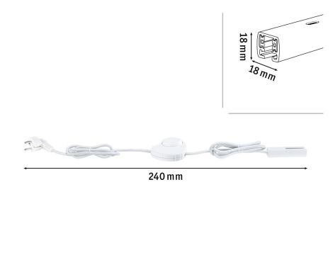 Przewód zasilający do szynoprzeowdu Urail 2m z wyłącznikiem  max.1000W biały - 7