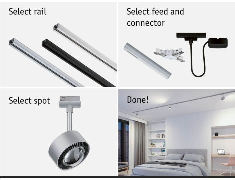 Reflektor na szynoprzewód URail ALDAN 8W 500lm 2700K-6500K 230V chrom matowy / metal - 5