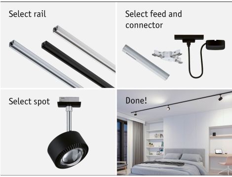 Reflektor na szynoprzewód URail ALDAN 8W 500lm 2700K-6500K 230V czarny matowy / metal - 8
