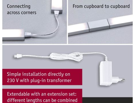 Zestaw opraw podszafkowych SET LINE DIM PIR 2x6W 2x500lm 550mm 3000K 230V/24V biały matowy / aluminium - 7