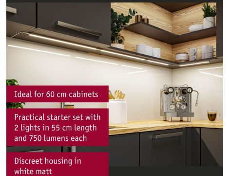 Zestaw opraw podszafkowych SET LINE DIM PIR 2x6W 2x500lm 550mm 3000K 230V/24V biały matowy / aluminium - 8