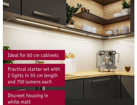 Zestaw opraw podszafkowych SET LINE DIM PIR 2x6W 2x500lm 550mm 2700K-6500K 230V/24V biały matowy / aluminium - 8