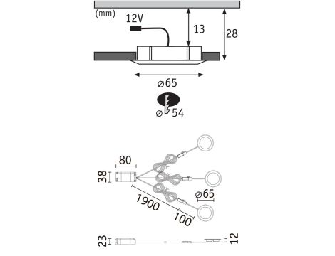 Zestaw opraw meblowych do wbudowania EBL SET 3x2,5W 3x180lm 3000K 12V  żelazo szczotkowane / tworzywo sztuczne - 8