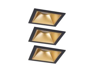 Oprawa do wbudowania EBL COLE SET COIN 3-STEP DIM zestaw 3x6W 3x470lm 2700K IP44 230V czarny matowy / złoty / aluminium