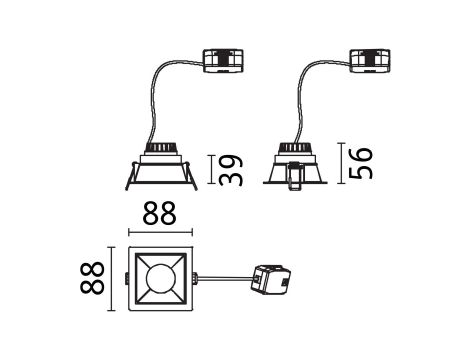 Oprawa do wbudowania EBL COLE SET COIN 3-STEP DIM zestaw 3x6W 3x470lm 2700K IP44 230V biały / złoty matowy / aluminium - 6
