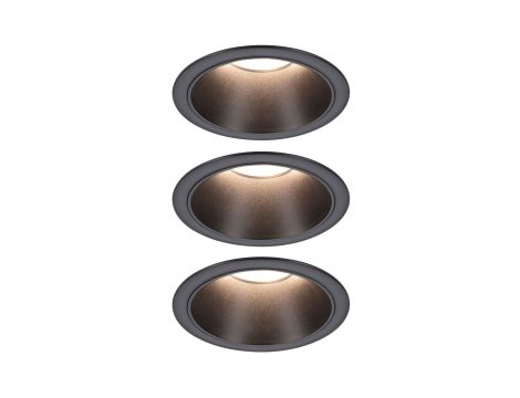 Oprawa do wbudowania EBL COLE SET COIN 3-STEP DIM zestaw 3x6W 3x470lm 2700K IP44 230V czarny matowy / aluminium