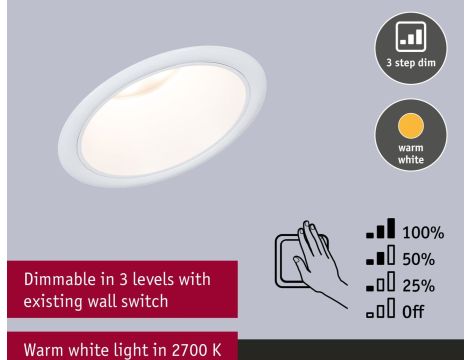 Oprawa do wbudowania EBL COLE SET COIN 3-STEP DIM zestaw 3x6W 3x470lm 2700K IP44 230V biały matowy / aluminium - 7