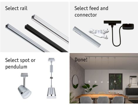 Oprawa zwieszana URail PENDEL CONE GU10 max.10W chrom matowy / tworzywo sztuczne - 8
