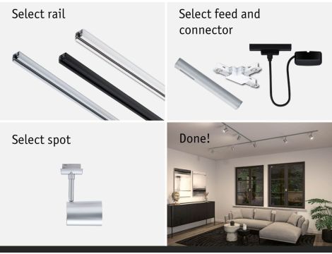 Reflektor na szynoprzewód URail LUX DIM GU10 max.10W chrom matowy / tworzywo sztuczne - 7