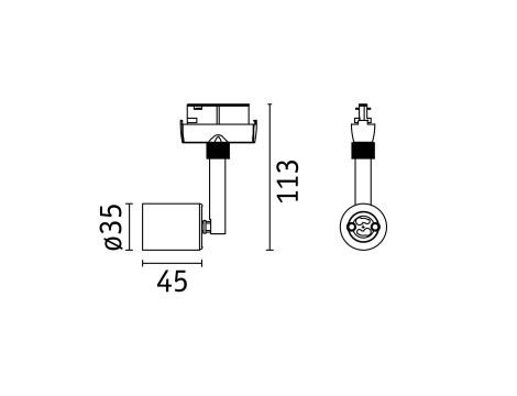 Reflektor na szynoprzewód URail SALT DIM GU10 max.10W chrom matowy / tworzywo sztuczne - 11
