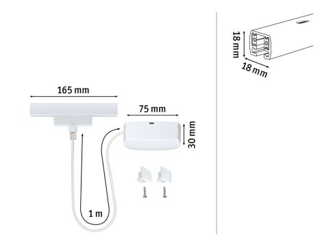 Przewód zasilający URail 1m max.1000W 230V biały RAL9003 / tworzywo sztuczne - 5