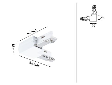 Łącznik szynowy L URail system 230V biały RAL9003 / tworzywo sztuczne - 3