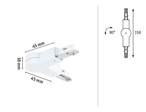 Łącznik przegubowy URail system max.1000W 230V biały RAL9003 / tworzywo sztuczne - 4