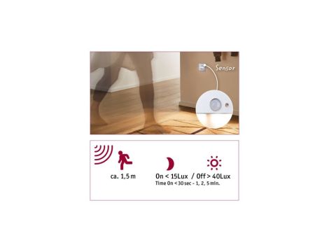 Oprawa przyschodowa EDGE LED czujnik ruchu i zmierzchu kwadrat 1x1,2W 120lm 2700K 230V chrom matowy / tworzywo sztuczne - 8