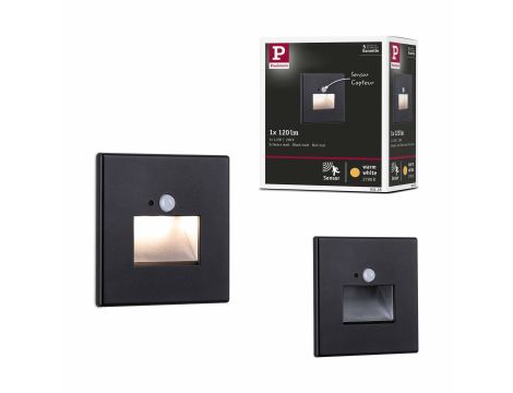 Oprawa przyschodowa EDGE LED czujnik ruchu i zmierzchu kwadrat 1x1,2W 120lm 2700K 230V czarny matowy / tworzywo sztuczne - 10