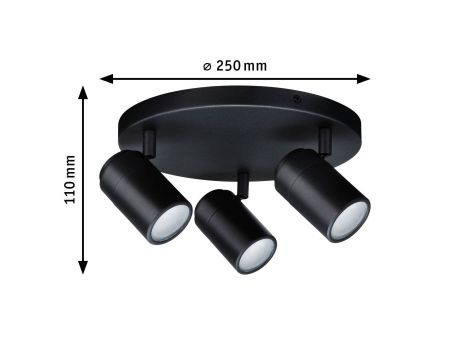 Oprawa ścienno sufitowa ZYLI GU10 max. 3x10W okrągła IP44 230V czarny metal /metal - 8