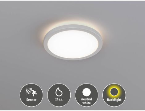 Plafoniera ATRIA SHINE LED Backlight z czujnikiem 16W okrągła 293mm 1600lm 4000K IP44 230V biały / tworzywo sztuczne - 4