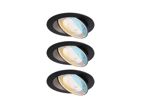 Zestaw opraw do wbudowania AUMUS LED 3-STEP DIM 3X5W 700lm 105mm 2700K-6500K IP20 230V czarny matowy / aluminium