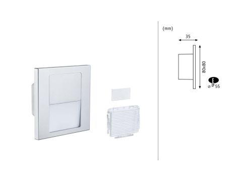 Oprawa przyschodowa TSARO LED kwadrat 1x1,W 80lm 2700K IP20 230V chrom matowy / tworzywo sztuczne - 12