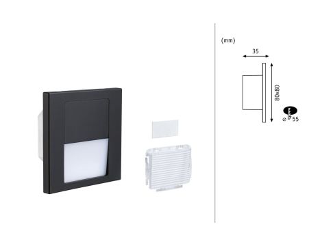 Oprawa przyschodowa TSARO LED kwadrat 1x1,W 80lm 2700K IP20 230V czarny matowy / tworzywo sztuczne - 12
