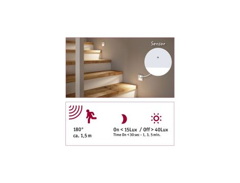 Oprawa przyschodowa TSARO LED czujnik ruchu i zmierzchu kwadrat 1x1,W 80lm 2700K IP20 230V biały matowy / tworzywo sztuczne - 6