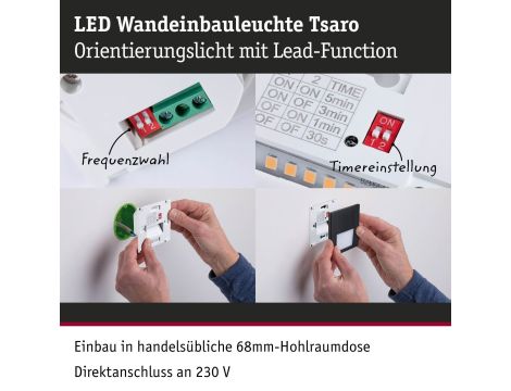 Oprawa przyschodowa TSARO LED czujnik ruchu i zmierzchu kwadrat 1x1,W 80lm 2700K IP20 230V czarny matowy / tworzywo sztuczne - 13