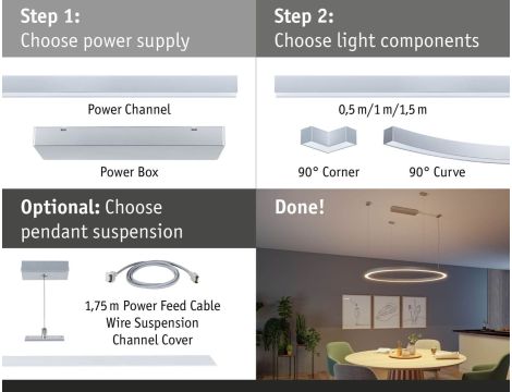 Oprawa liniowa systemu LINION LED 25,5W 1,5m 3000K IP20 24V chrom matowy / aluminium - 6
