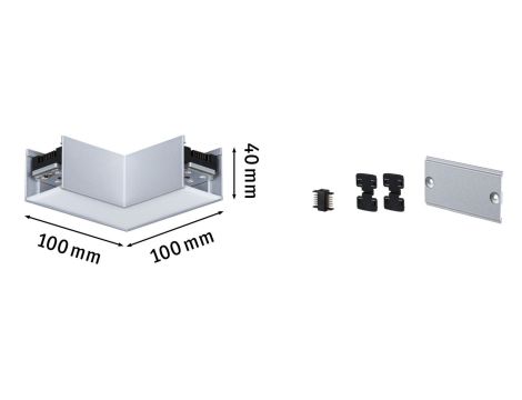 Łącznik L systemu LINION LED 3.5W 90st. 3000K 200lm IP20 24V chrom matowy RAL 9006 / aluminium - 12