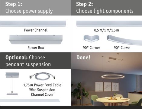 Profil świetlny systemu Linion wygięty 90st. 13W 1400lm 3000K 24V chrom mat / aluminium / tworzywo sztuczne - 12