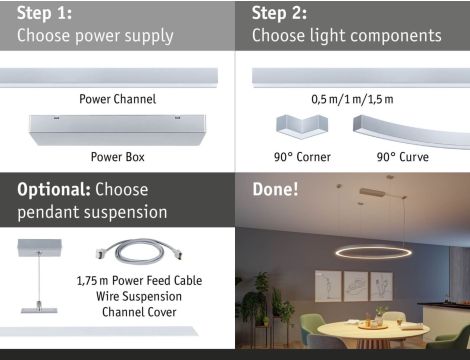 Zawieszenie linowe systemu Linion 0,1-1,5 m do rozwiązania wahadłowego chrom mat / metal - 8