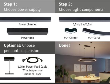 Przewód zasilający systemu LINION LED 1,75m IP20 24V DC czarny matowy / tkanina tworzywo sztuczne - 8