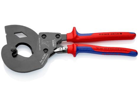 Knipex - Nożyce do cięcia przewodów napowietrznych ACSR, (z mechanizmem zapadkowym) Do kabli z rdzeniem stalowym - 95 32 340 SR