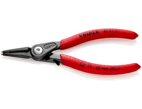 Knipex - Precyzyjne szczypce do pierścieni osadczych, Do montażu pierścieni wewnętrznych w otworach Z wkrętem ustalającym zabezpieczającym przed nadmiernym rozwarciem szczypiec - 48 31 J1