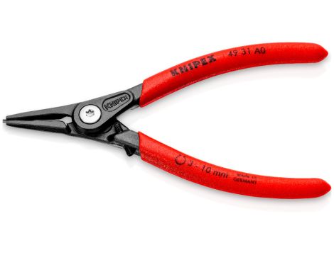 Knipex - Precyzyjne szczypce do pierścieni osadczych, Do montażu pierścieni zewnętrznych na wałach Z wkrętem ustalającym zabezpieczającym przed nadmiernym rozwarciem szczypiec - 49 31 A0