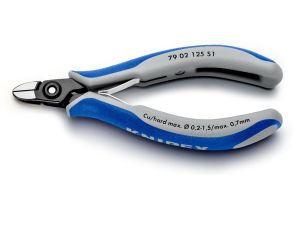 Knipex - Precyzyjne szczypce tnące boczne dla elektroników, Np. do rozpinania opasek zaciskowych z tworzywa sztucznego  - 79 02 125 S1