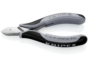 Knipex - Szczypce tnące boczne dla elektroników ESD, Ze złączem wsuwkowym  - 77 02 115 ESD