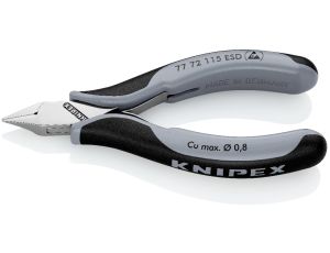 Knipex - Szczypce tnące boczne dla elektroników ESD, Ze złączem wsuwkowym  - 77 72 115 ESD