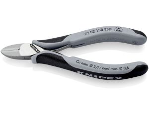 Knipex - Szczypce tnące boczne dla elektroników ESD, Ze złączem wsuwkowym  - 77 02 130 ESD