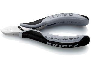 Knipex - Szczypce tnące boczne dla elektroników ESD, Ze złączem wsuwkowym  - 77 22 115 ESD