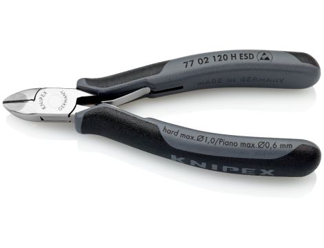 Knipex - Szczypce tnące boczne dla elektroników z ostrzami z węglików spiekanych ESD - 77 02 120 H ESD