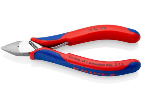 Knipex - Szczypce tnące boczne dla elektroników, Ze złączem wsuwkowym  - 77 42 130