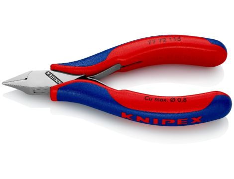 Knipex - Szczypce tnące boczne dla elektroników, Ze złączem wsuwkowym  - 77 72 115