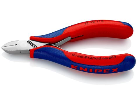 Knipex - Szczypce tnące boczne dla elektroników, Ze złączem wsuwkowym  - 77 12 115