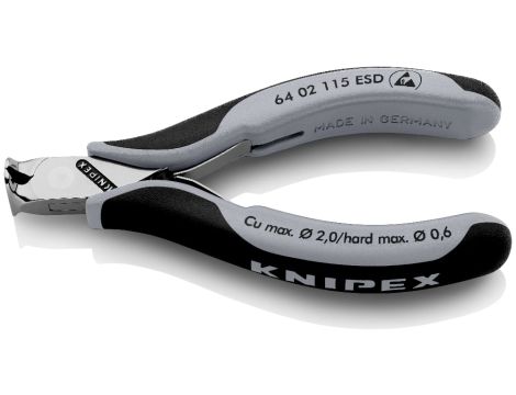 Knipex - Szczypce tnące czołowe dla elektroników ESD - 64 02 115 ESD