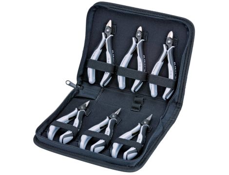 Knipex - Zestaw narzędzi dla elektroników, Z narzędziami do prac przy podzespołach elektronicznych 6-częściowy - 00 20 16 P ESD