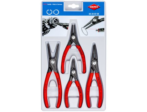 Knipex - Zestaw precyzyjnych szczypiec do pierścieni osadczych, Zestaw 4-częściowy  - 00 20 03 SB