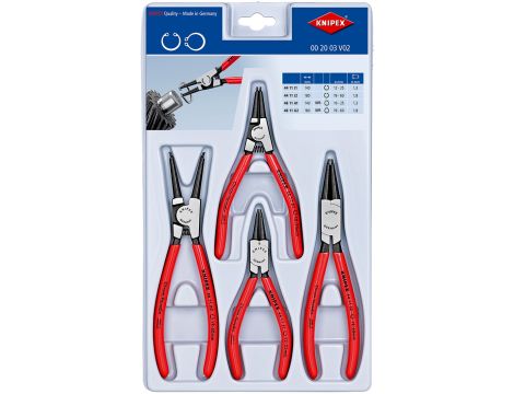 Knipex - Zestaw szczypiec do pierścieni osadczych, Zestaw 4-częściowy  - 00 20 03 V02