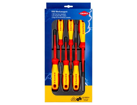 Knipex - Zestaw wkrętaków VDE, Do śrub z profilem PlusMinus / z rowkiem 6-częściowy - 00 20 12 V05