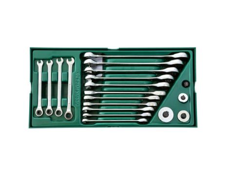 Sata - ZESTAW 19 KLUCZY PŁASKO-OCZKOWYCH Z GRZECHOTKĄ METR. - ST09908