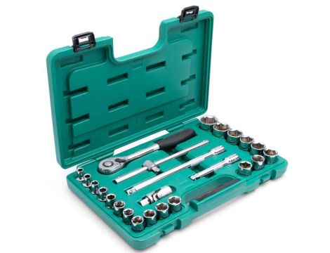 Sata - ZESTAW 24 CZĘŚCIOWY  KLUCZY NASADOWYCH 1/2" METRYCZNYCH 6 KĄT. - ST09060-6SJ